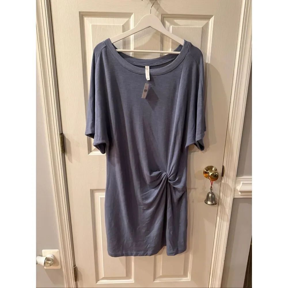 Anthropologie Daily Practice Slate Blue Super Soft Twist Front Dress sz 1X NWT